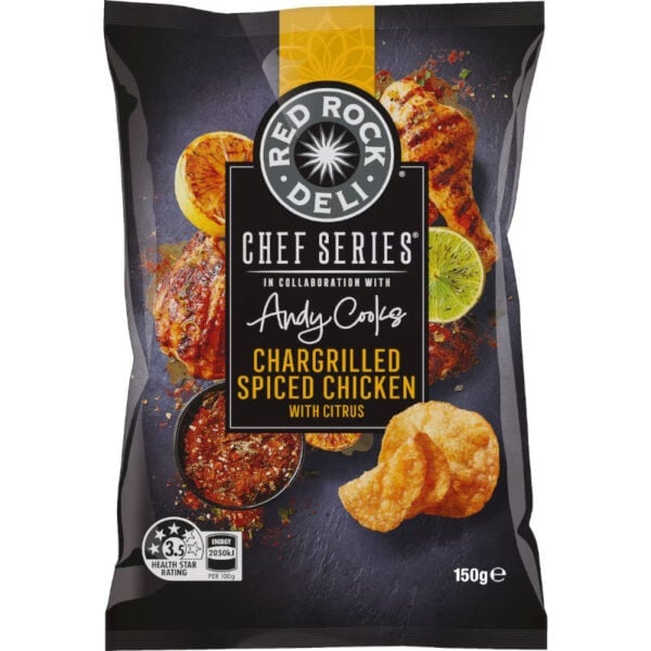 red rock deli chef series potato chips spiced chargrilled chicken 150g