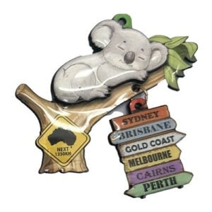 sleepy koala city signs hanging ornament