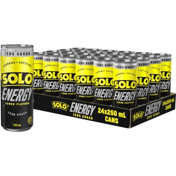 solo zero sugar energy drink lemon 250ml x 24 pack