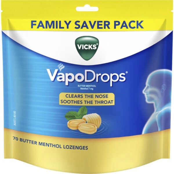 vicks vapodrops butter menthol lozenges 70 pack