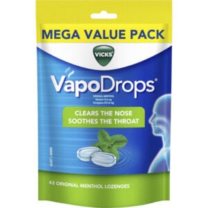 vicks vapodrops throat lozenges original 42 pack