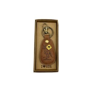 Australia Genuine Leather Kangaroo Roadsign Keyring