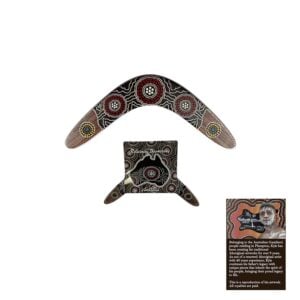 Large Boomerang Black Brown Circles - 28cm