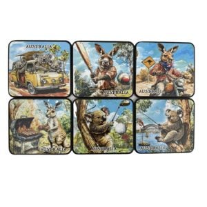 Australian Animals Vintage Corkwood Coasters 6pk