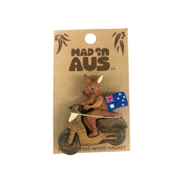Wooden Kangaroo Motorbike Magnet