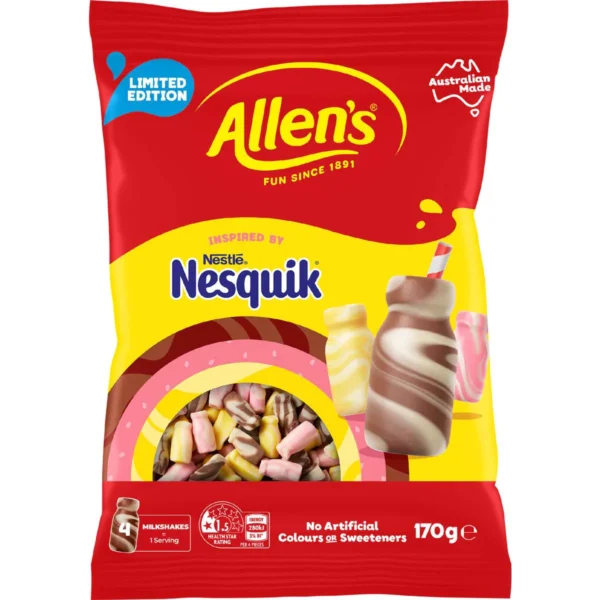 Allen's Nesquik Milkshakes Chocolate Strawberry & Banana 170g