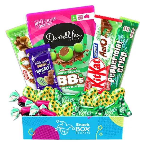 mint chocolate easter gift basket