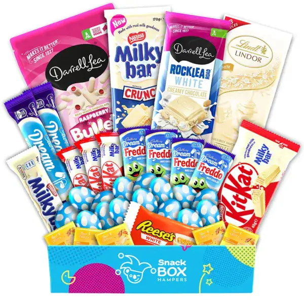 white chocolate easter gift basket