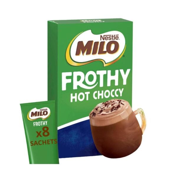 Milo Frothy Instant Hot Chocolate Sachets 8 Pack 136g