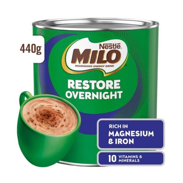 Milo Restore Overnight Chocolate Malt Powder Hot Drink 440g