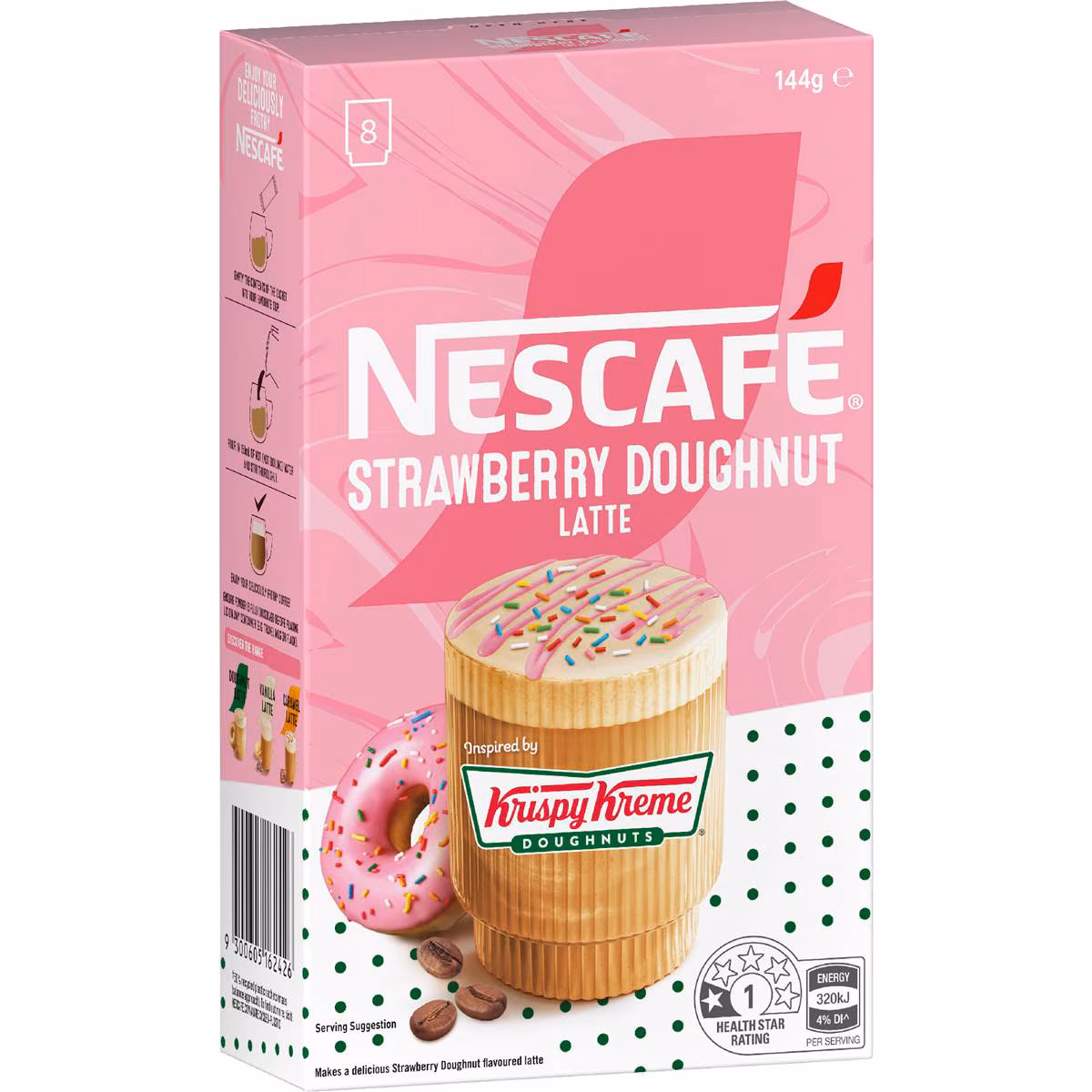Nescafe Krispy Kreme Strawberry Doughnut Latte Sachets 8 pack