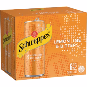 Schweppes Lemon Lime & Bitters Cans 250mL x 6 pack