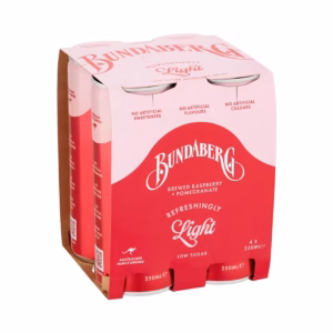 Bundaberg Refreshingly Light Sparkling Drink Pomegranate & Raspberry 250mL x 4 pack