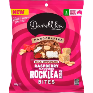 Darrell Lea Milk Chocolate Raspberry Flavoured Rocklea Road Bites 140g