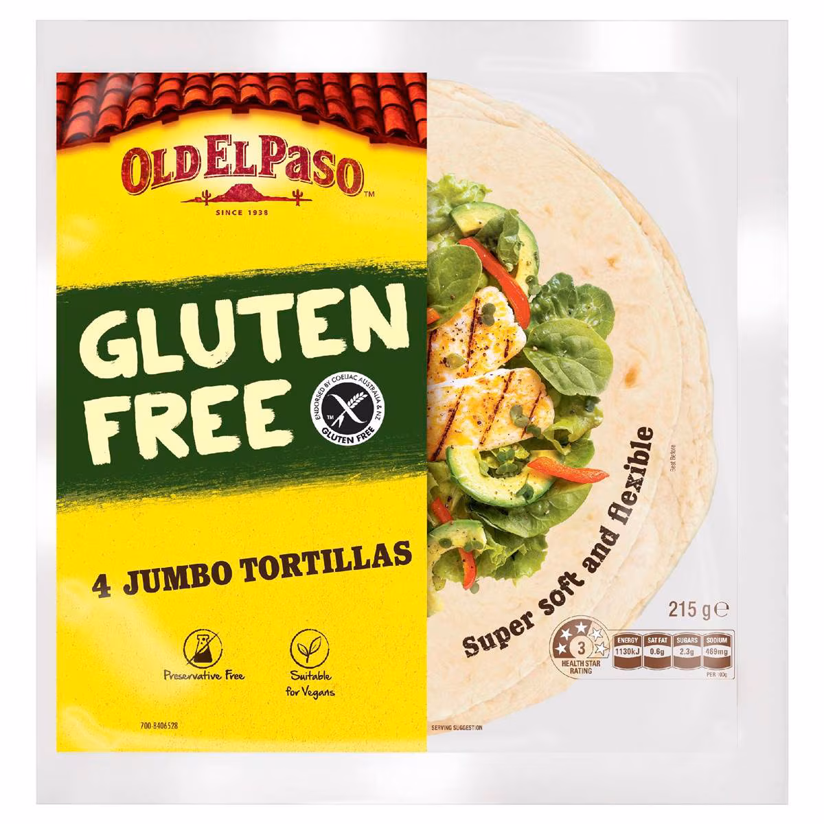 Old El Paso Gluten Free Jumbo Tortilla Wraps 4 pack