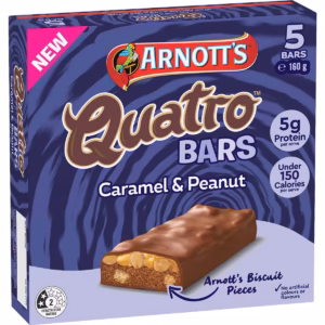 Arnott's Quatro Bars Caramel & Peanut 160g 5 pack