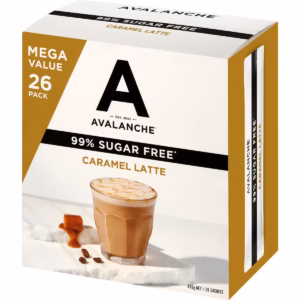Avalanche 99% Sugar Free Caramel Latte Sachets 26 pack