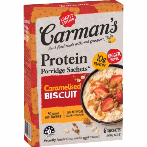 Carman's Protein Porridge Sachets Caramelised Biscuit 6 pack