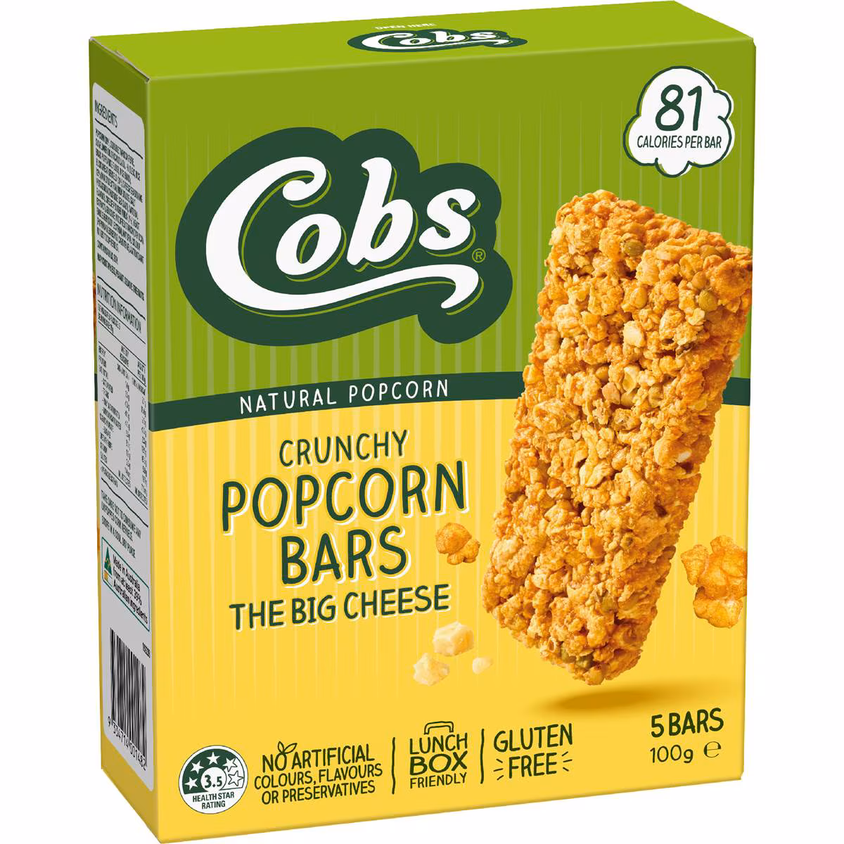 Cobs Crunchy Popcorn Bars Cheese 100g