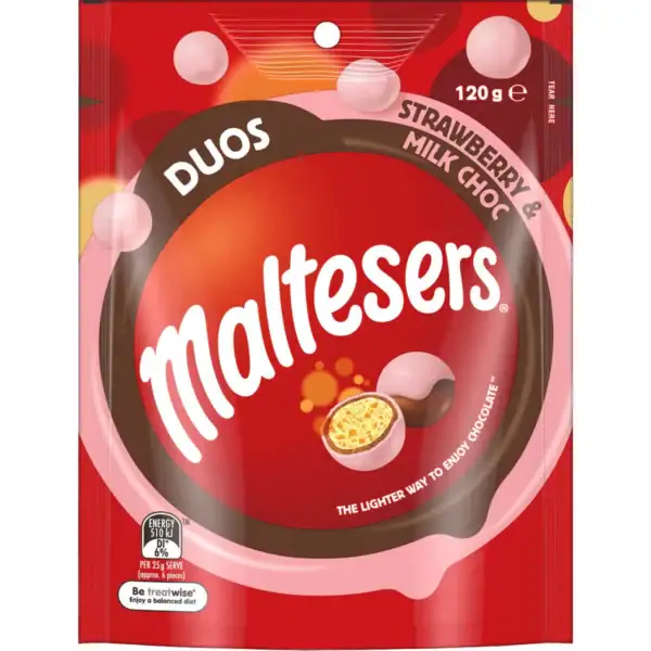 Maltesers Duos Strawberry & Milk Choc Share Bag 120g