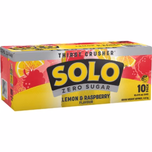 Solo Zero Sugar Lemon Raspberry Cans 375mL x 10 pack