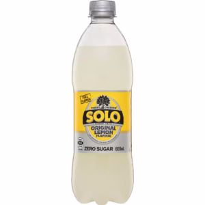 Solo Zero Sugar Original Lemon Soft Drink Bottle 600mL