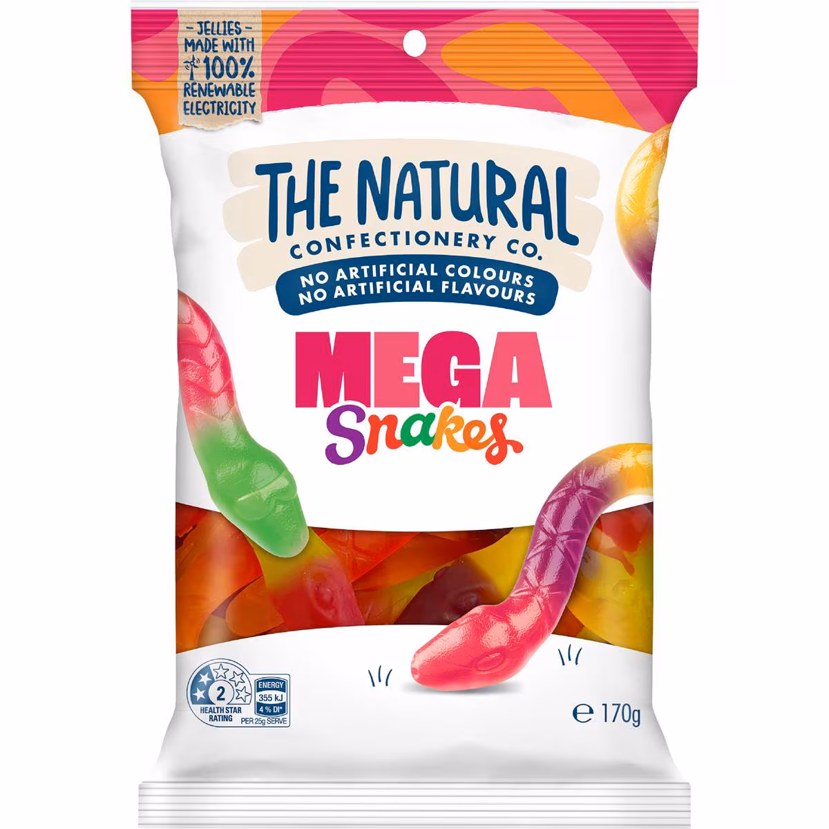 The Natural Confectionery Co. Mega Snakes 170g