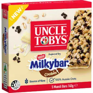 Uncle Tobys Muesli Bar Milkybar Cookies 145g 5 pack