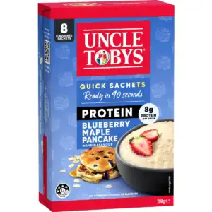 Uncle Tobys Oats Protein Quick Sachets Blueberry Maple Pancake 8 pack