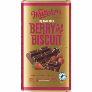 Whittaker's Berry & Biscuit Milk Chocolate Block 250g