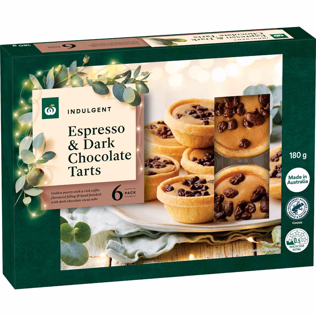Woolworths Espresso & Dark Chocolate Tarts 6 pack