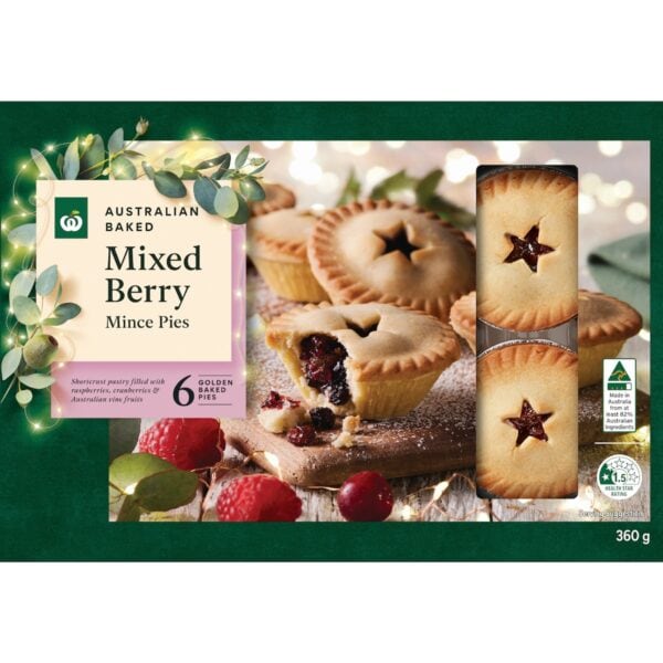 australian baked mixed berry mince pies 6 pack