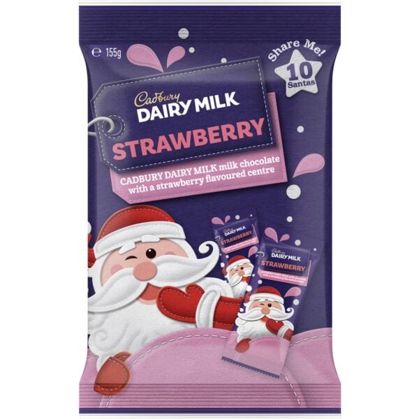 Cadbury Dairy Milk Strawberry Santa 10 Pack 155g