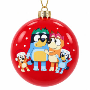 Bluey Heeler Family Christmas Bauble - Red