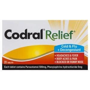codral relief cold flu decongestant tablets 10 pack