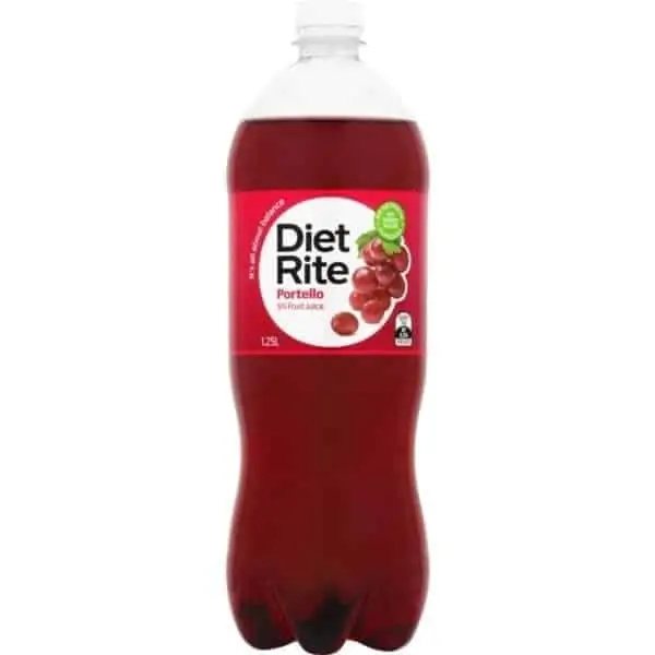 diet rite soft drink grape portello bottle 125l