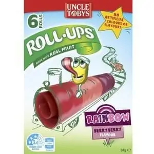 uncle tobys roll ups rainbow berry 6 pack